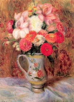 William James Glackens : Flowers in a Quimper Pitcher